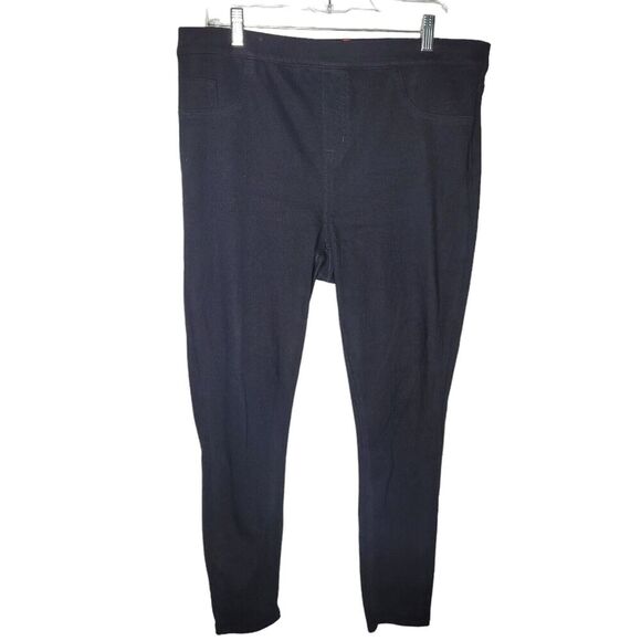 Spanx Jean-ish Ankle Leggings jean Black womens 1X Stretch Pull On Casual Pant - Picture 1 of 11